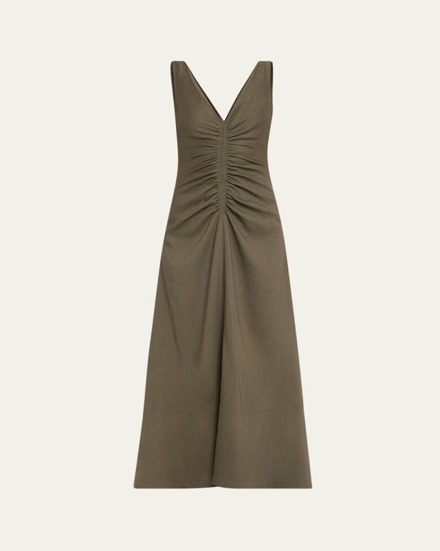 Remi Ruched Eco Stretch Flared Dress